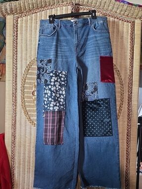 LOGO DENIM Limited Edition Blue Patchwork Women's Jeans 14T